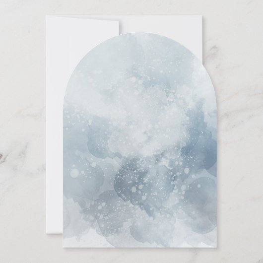 blue watercolor leaves First Holy Communion 招待状 (裏面)