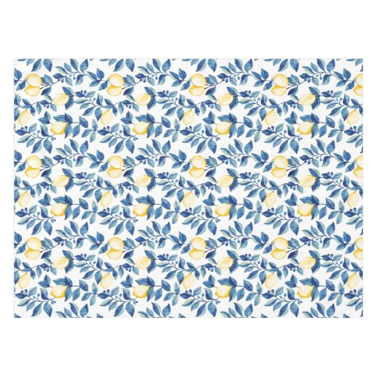 Blue Watercolor Lemon テーブルクロス (正面(横))