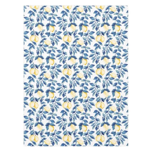 Blue Watercolor Lemon テーブルクロス (正面)