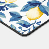 Blue Watercolor Lemon デスクマット (コーナー)