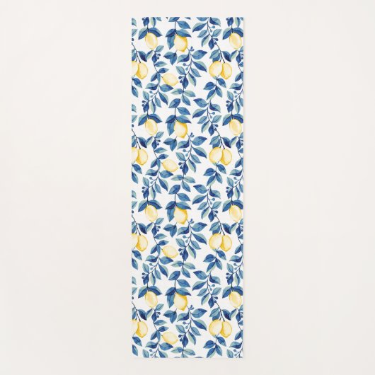 Blue Watercolor Lemon ヨガマット (正面)