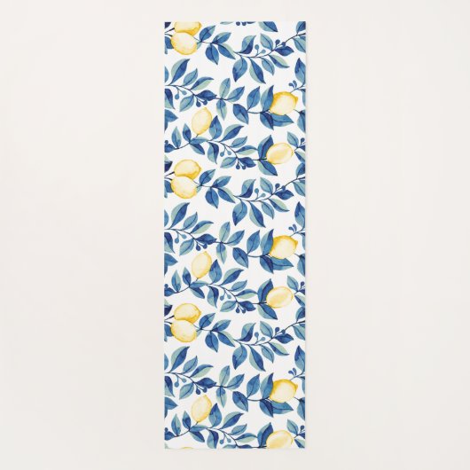 Blue Watercolor Lemon ヨガマット (裏面)