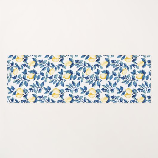 Blue Watercolor Lemon ヨガマット (正面(横))