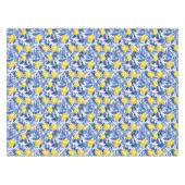 Blue Watercolor Lemon Pattern テーブルクロス (正面(横))
