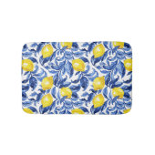 Blue Watercolor Lemon Pattern  バスマット (正面)