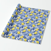 Blue Watercolor Lemon Pattern  ラッピングペーパー (アンロールド)