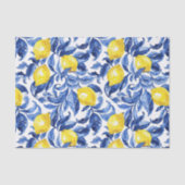 Blue Watercolor Lemon Pattern  薄葉紙 (正面)