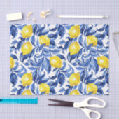 Blue Watercolor Lemon Pattern  薄葉紙 (クラフト)
