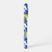 Blue Watercolor Lemon Pattern  iPhoneケース (右側面)