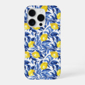 Blue Watercolor Lemon Pattern  iPhoneケース (裏面)