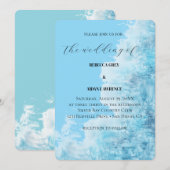 Blue Watercolor Modern Wedding Invitation シーズンカード (正面/裏面)