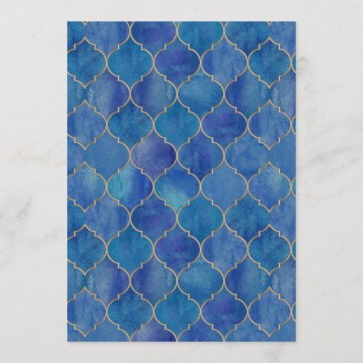 Blue Watercolor Moroccan Wedding Menu メニュー (裏面)