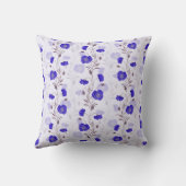 Blue Watercolor Poppies クッション (裏面)