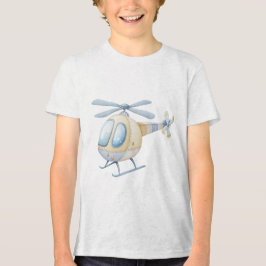 Blue Watercolor Retro Helicopter Nursery Baby Boy トライブレンドＴシャツ