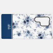 Blue Watercolor Roses MagSafe Tough Samsung Galaxyケース (裏面横)