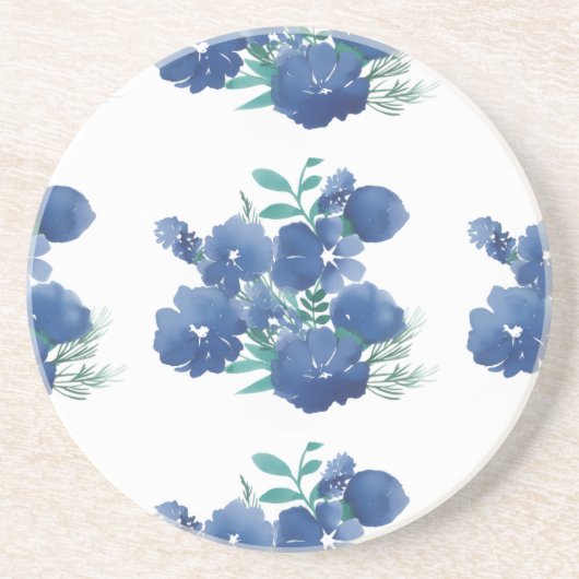   Blue Watercolor Round Coaster コースター (正面)