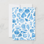 Blue Watercolor Seashell Coastal Chic セーブザデート (裏面)