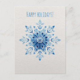 Blue watercolor snowflake, Christmas  シーズンポストカード