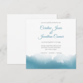 Blue Watercolor Square Wedding Invitation 招待状 (正面/裏面)