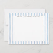 Blue Watercolor Striped Stationery Note Card 招待状 (正面)