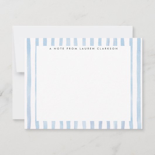 Blue Watercolor Striped Stationery Note Card 招待状 (正面)