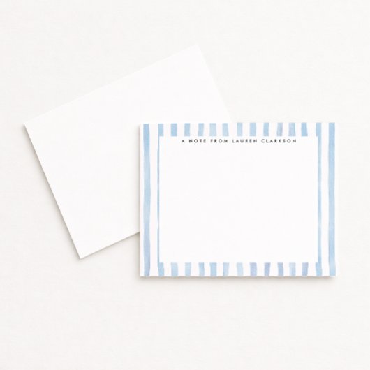 Blue Watercolor Striped Stationery Note Card 招待状