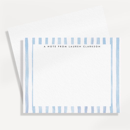Blue Watercolor Striped Stationery Note Card 招待状