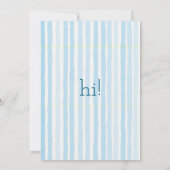 Blue Watercolor Stripes Baby Shower Invitation 招待状 (裏面)