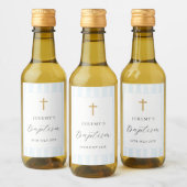 Blue Watercolor Stripes Wine Label ワインラベル (ボトル)