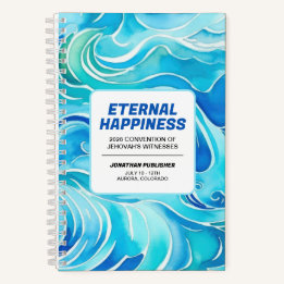 Blue Watercolor Waves Eternal Happiness Convention ノートブック