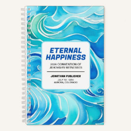 Blue Watercolor Waves Eternal Happiness Convention ノートブック