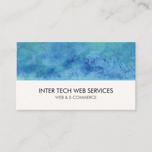 Blue Watercolor Web Design Business Card 名刺 (正面)