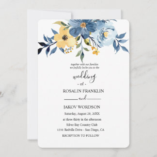 blue watercolor wedding Invitation 招待状