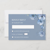 Blue Watercolor Wedding RSVP Card (正面)