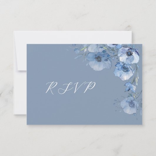 Blue Watercolor Wedding RSVP Card (裏面)