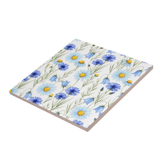 Blue Watercolor Wildflower タイル (側面)