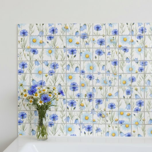 Blue Watercolor Wildflower タイル