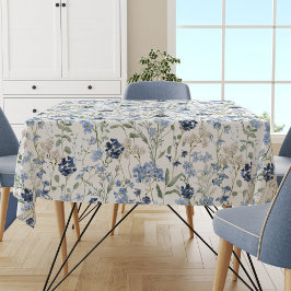 Blue Watercolor Wildflower テーブルクロス