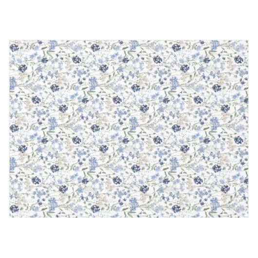 Blue Watercolor Wildflower テーブルクロス (正面(横))