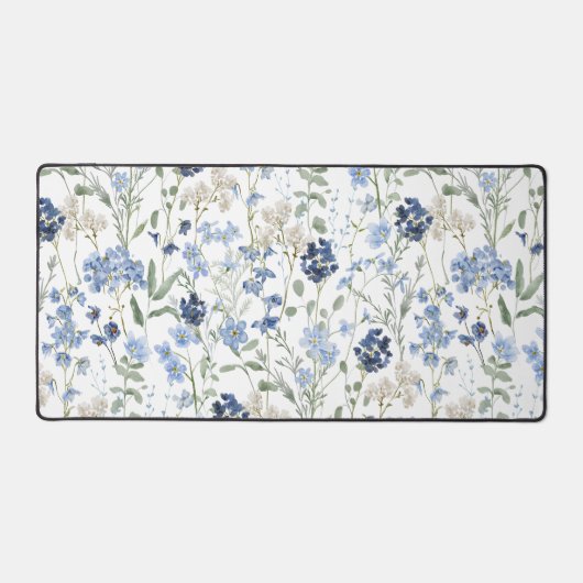 Blue Watercolor Wildflower デスクマット (正面)
