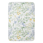 Blue Watercolor Wildflower バスマット (正面縦)