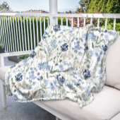 Blue Watercolor Wildflower フリースブランケット