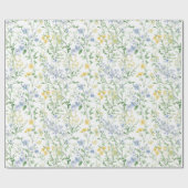 Blue Watercolor Wildflower ラッピングペーパー (フラット)