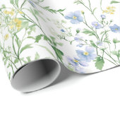 Blue Watercolor Wildflower ラッピングペーパー (ロールコーナー)