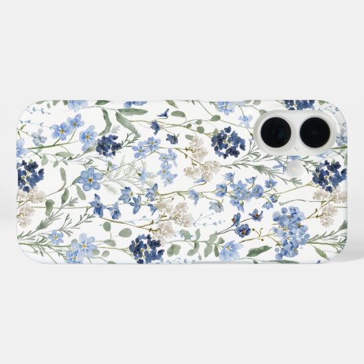 Blue Watercolor Wildflower Case-Mate iPhoneケース (裏面 (横))