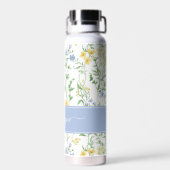 Blue Watercolor Wildflower Monogram ウォーターボトル (背面)