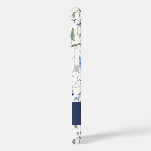 Blue Watercolor Wildflower Name Case-Mate iPhoneケース (裏面 / 左)