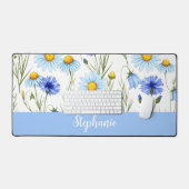 Blue Watercolor Wildflower Personalized デスクマット (キーボード&マウス)