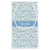 Blue watercolor wildflowers custom name スモールペーパーバッグ (裏面)