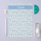 Blue watercolor wildflowers custom name 薄葉紙 (クラフト)